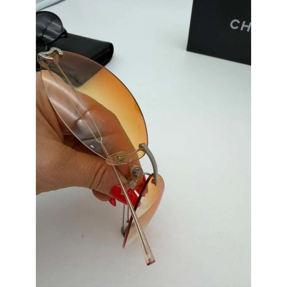 CHANEL Vintage‎ Rimless Sunglasses WS23830 Orange – 100% Authentic – Rare Y2K
